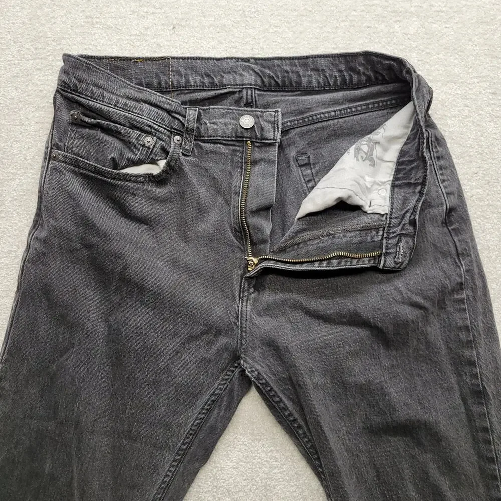 Levis 505 Jeans Mens 34x29 Gray Straight Leg Regular Fit Denim Pants Fade